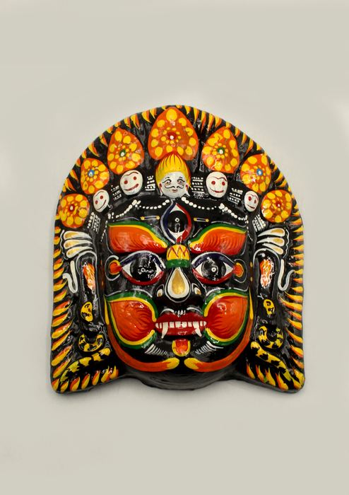 Hand Painted Paper Mache Bhairav Wall Hanging Mask