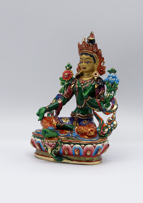 Green Tara Hand Painted 6 Inch Statue