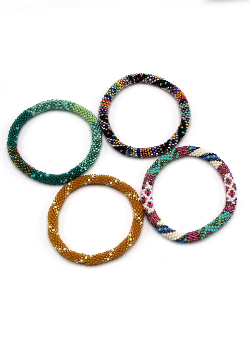 Set of 4 Roll on Beads Bracelet Gift Set in Eco-Friendly Jewelry Box