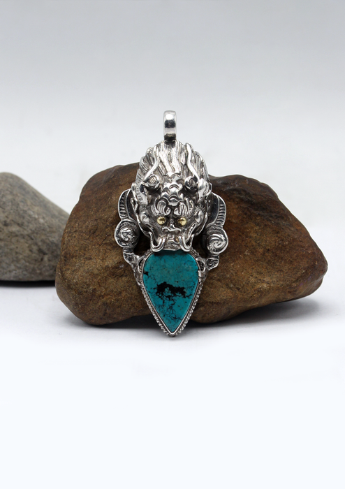 HandCrafted  Turquoise Dragon Pendant by Pratap Shakya