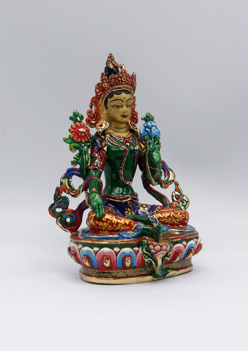 Green Tara Hand Painted 6 Inch Statue