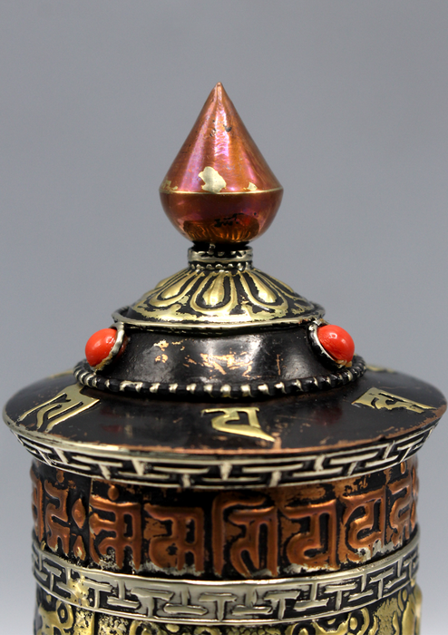 Lucky Symbols Copper Prayer Wheel