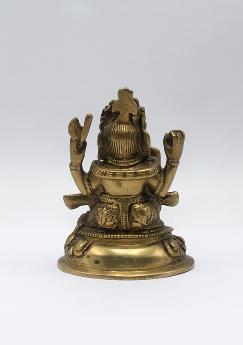 Four Armed Brass Ganesha Statue 3.5"H