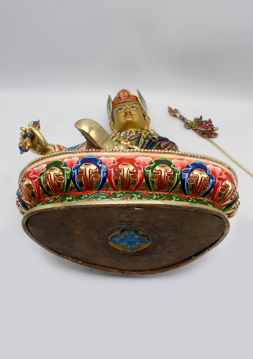 MASTER PIECE 24 K  GOLD HANDPAINTED GURU PADMASAMBHAVA  14"H RAJMUNI ARTS