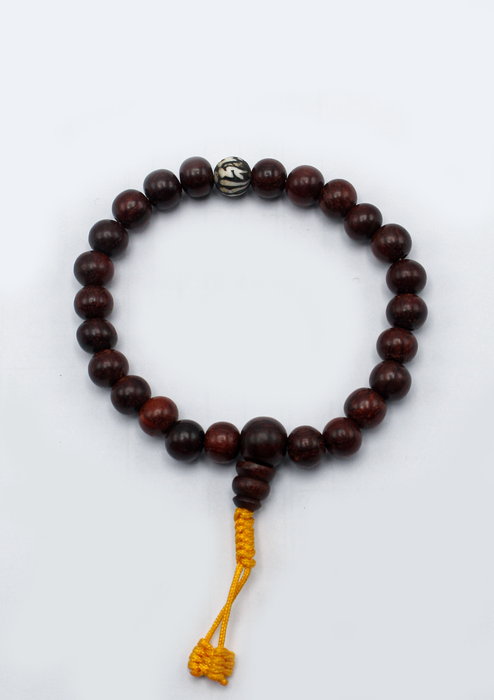 Rosewood  with Om Mani Mantra Single Beads Mala Bracelet