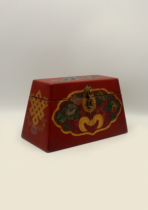 Handpainted Tibetan Endless Knot Red Jewelry Box