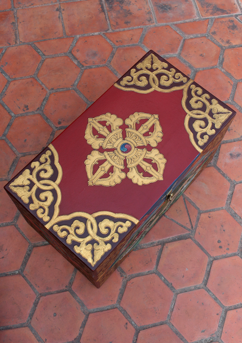 Handpainted Tibetan Snow Lion Wooden Large Box