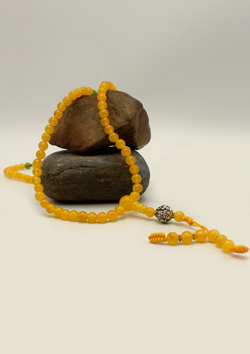 Amber Faux Beads with Om Mani Counter Prayer Mala