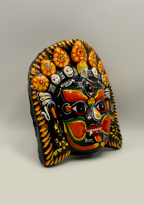 Hand Painted Paper Mache Bhairav Wall Hanging Mask