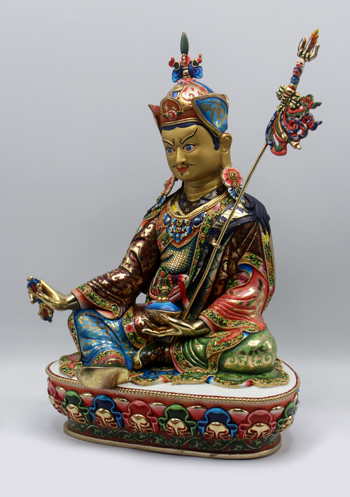 MASTER PIECE 24 K  GOLD HANDPAINTED GURU PADMASAMBHAVA  14"H RAJMUNI ARTS