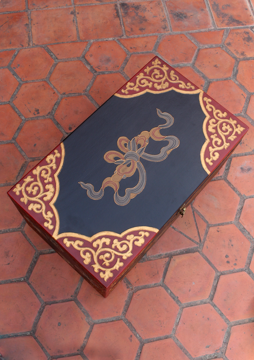 Handpainted Tibetan Birds Wooden Large Box