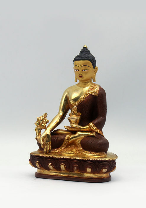 Partly Gold Plated Medicine Buddha Statue 5.5"H