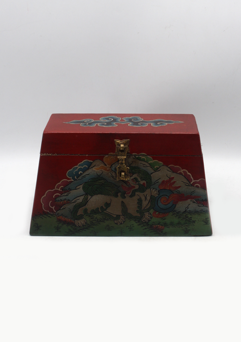 Handpainted Tibetan  Snow Lion Jewelry Box