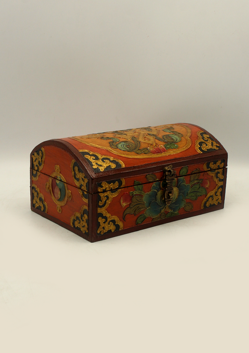 Handpainted Tibetan Wooden Endless Knot Optical Box