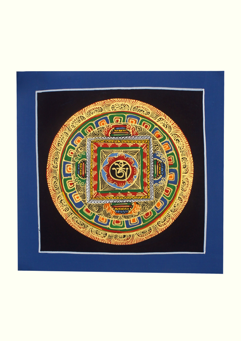 Tibetan Om Mandala Hand Painted  Mini Thangka (C)