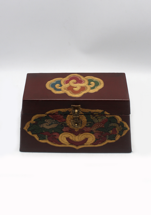 Handpainted Tibetan Jewelry Box with Tibetan Symbols