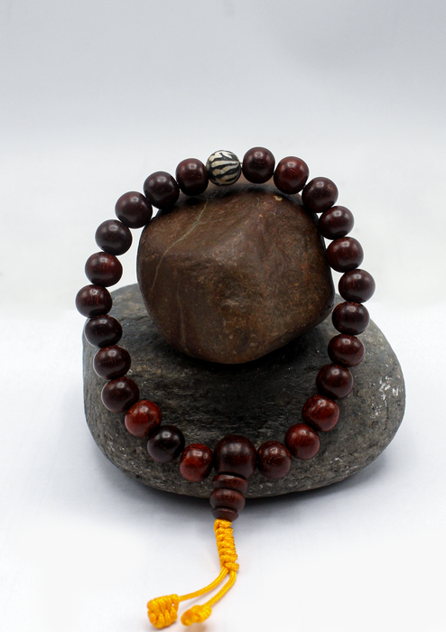 Rosewood  with Om Mani Mantra Single Beads Mala Bracelet