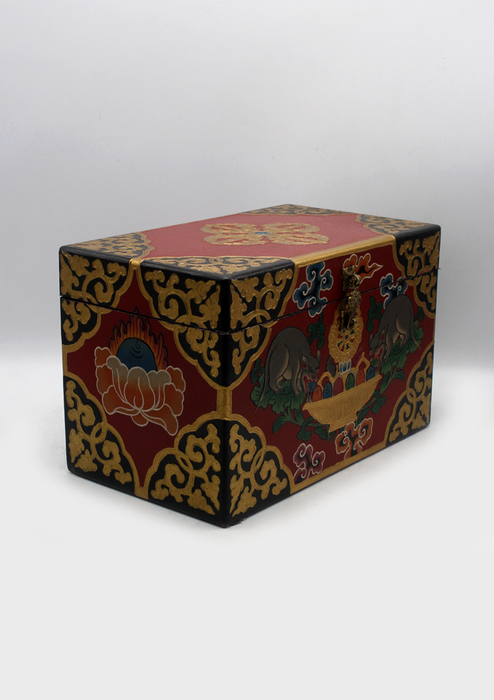 Double Dorjee Handpainted Tibetan Wooden Box - Medium