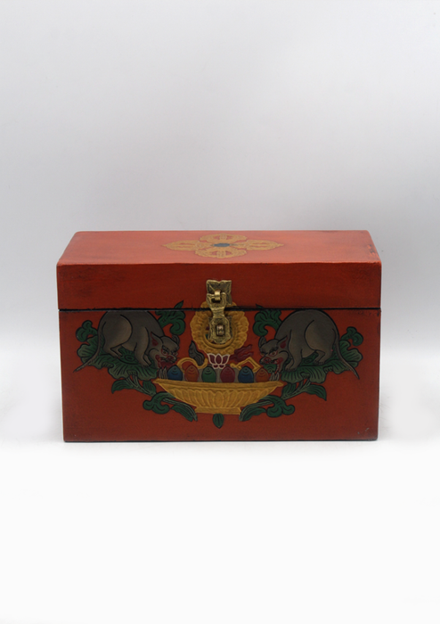 Handpainted Double Dorjee Tibetan Wooden Box