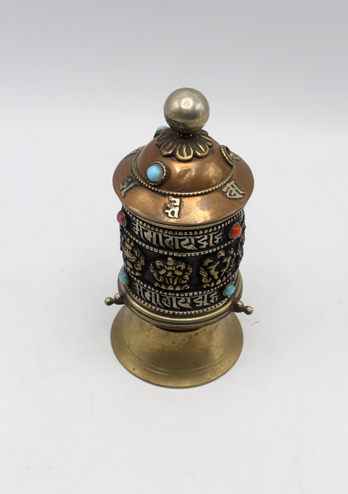 Lucky Symbols Copper Prayer Wheel