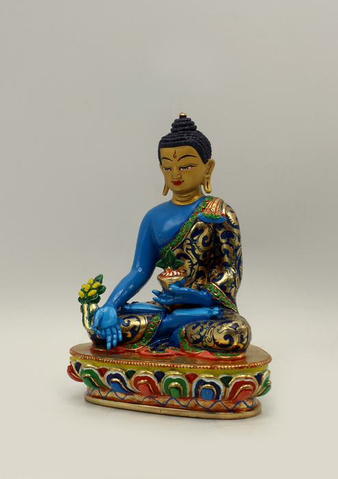 Masterarts Goldplated Colored Medicine Buddha Statue 5"H