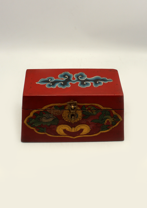 Handpainted Tibetan Endless Knot Red Jewelry Box