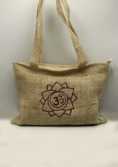 Hemp  Ecofriendly  OM  Embroidery Tote Bag