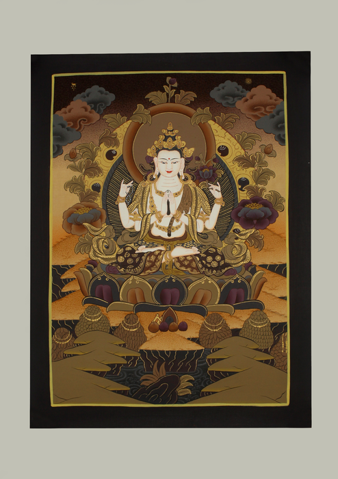 Chenrezig God of Compassion Thangka Painting Art