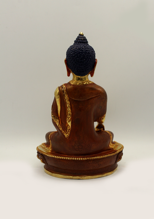 Partly Gold Plated Shakyamuni Buddha Statue 8" H