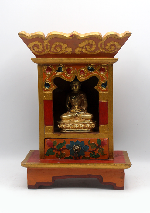 Handpainted Tibetan Wooden Shrine Altar Box