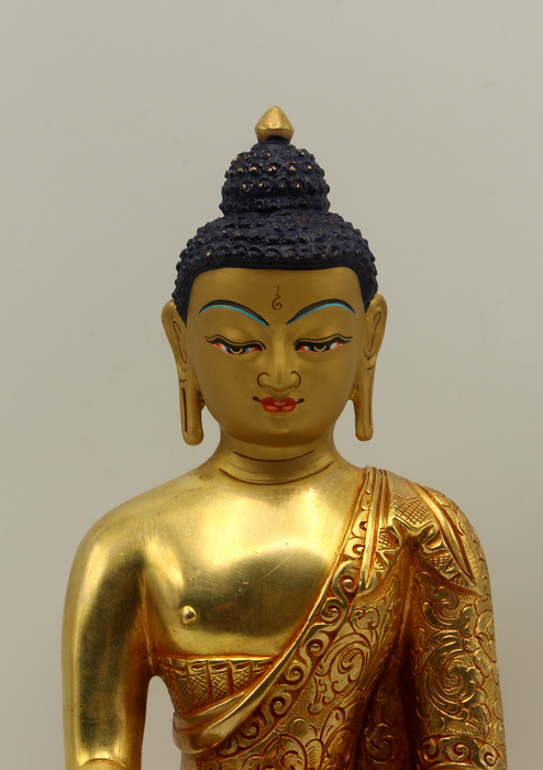 Full Gold Plated Shakyamuni Buddha Statue 8.5" H