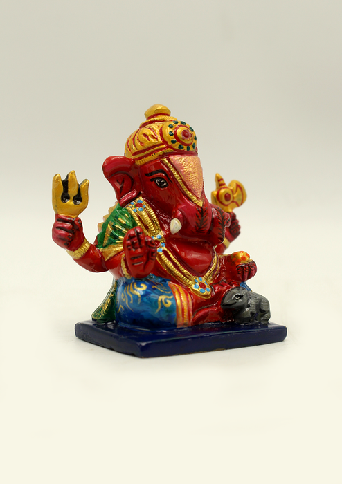 Hand Painted Brass Ganesha Statue