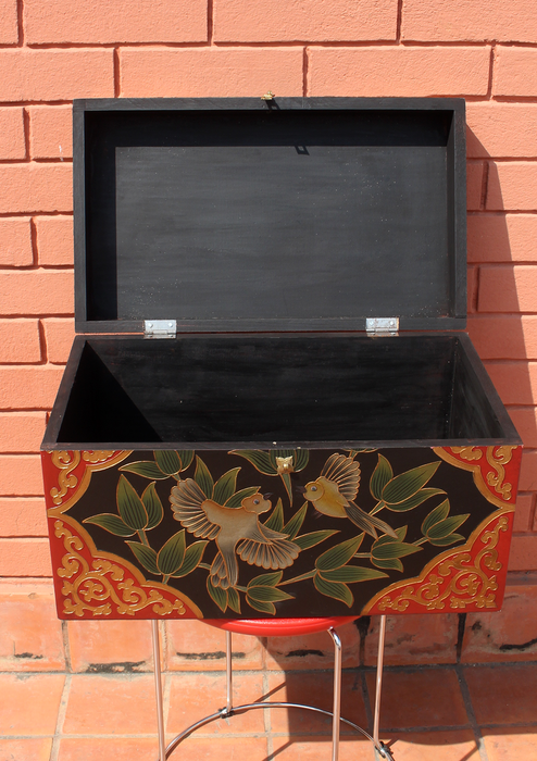 Handpainted Tibetan Birds Wooden Large Box