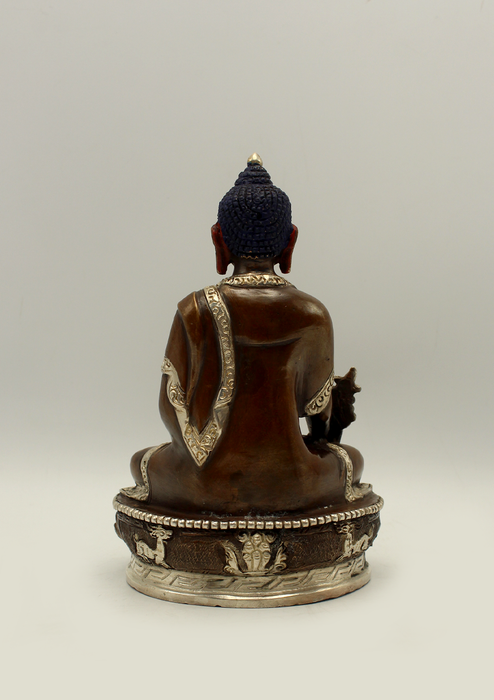 Copper Medicine Buddha Statue 6"H