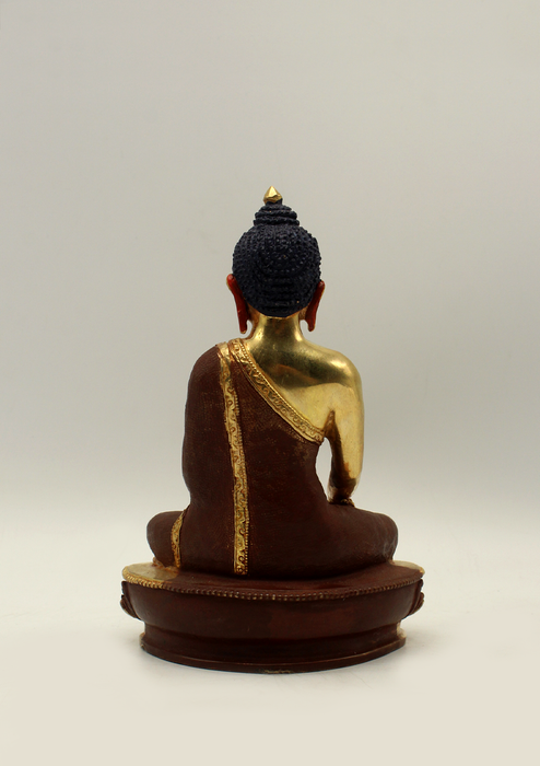 Partly Gold Plated Shakyamuni Buddha Statue 5"H