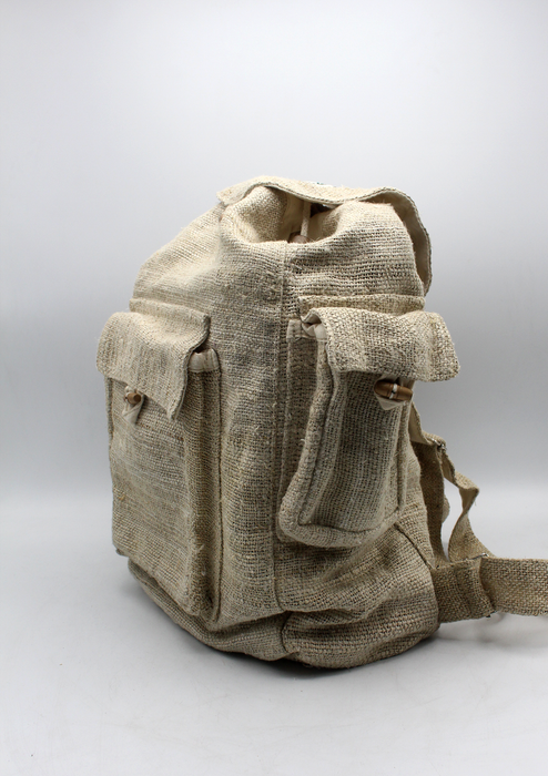 Off White Earthy Multi Pocket Hemp Rucksack