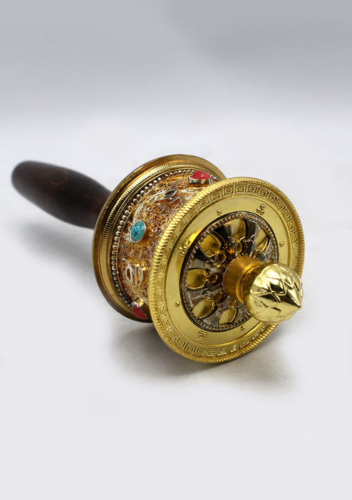 Golden Color Tibetan Handheld Prayer Wheel