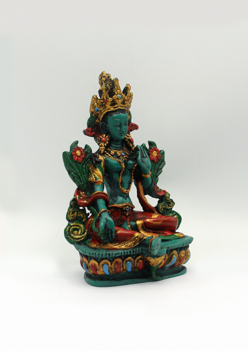 Hand Painted Resin Green Tara Statue