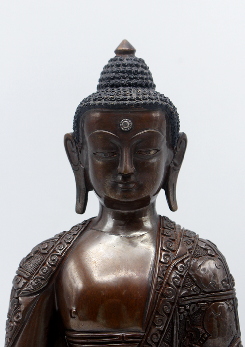 Copper Shakyamuni Buddha Statue 9"H