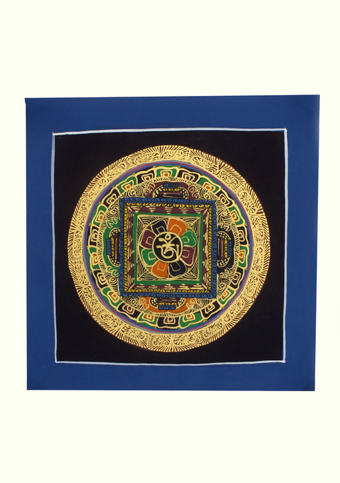 Tibetan Om Mandala Hand Painted  Mini Thangka (F)