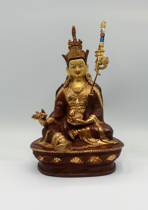 Copper 24 K Guru Padmasambhava Statue 8.5"H