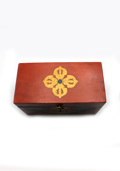 Handpainted Double Dorjee Tibetan Wooden Box