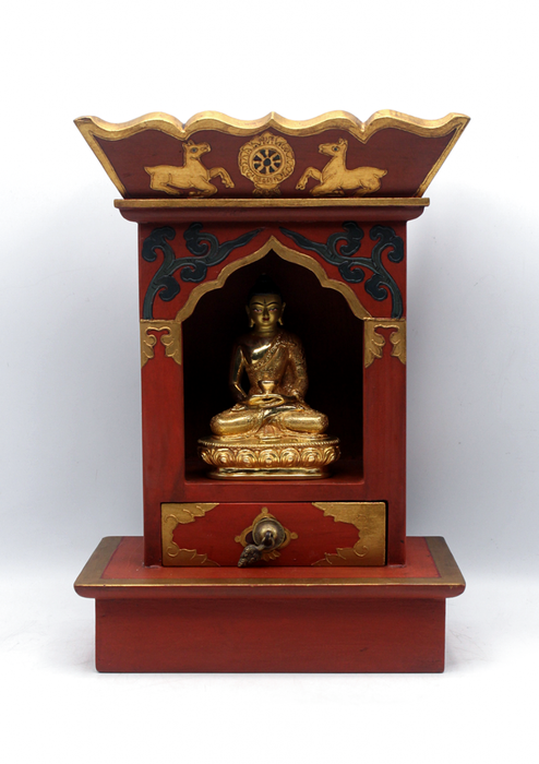 Handpainted Tibetan Wooden Shrine Altar Box