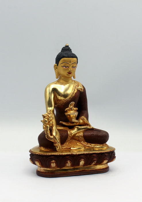 Partly Gold Plated Medicine Buddha Statue 5.5"H