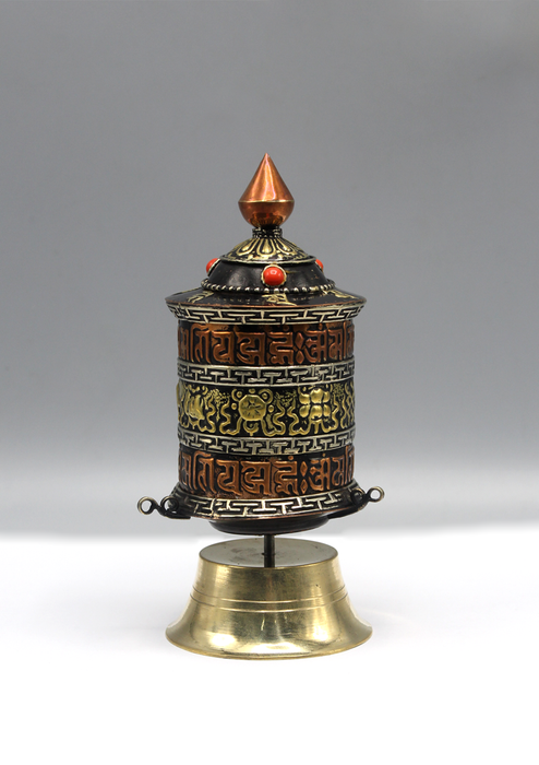 Lucky Symbols Copper Prayer Wheel