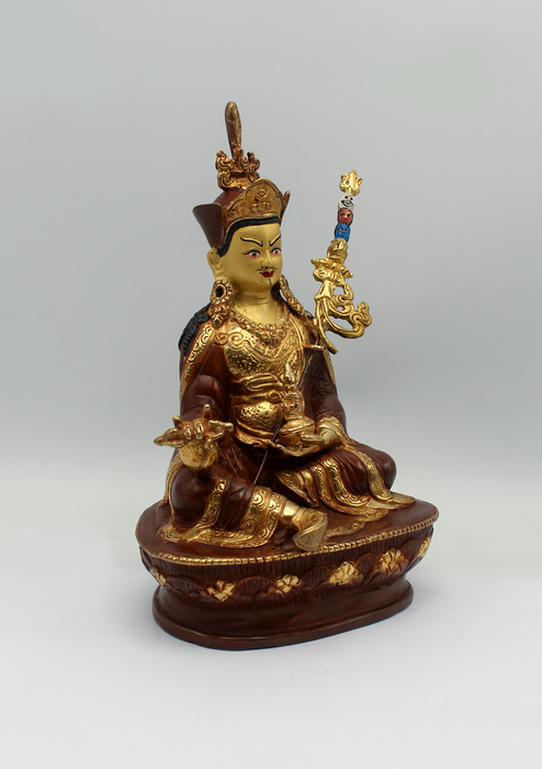 Copper 24 K Guru Padmasambhava Statue 8.5"H