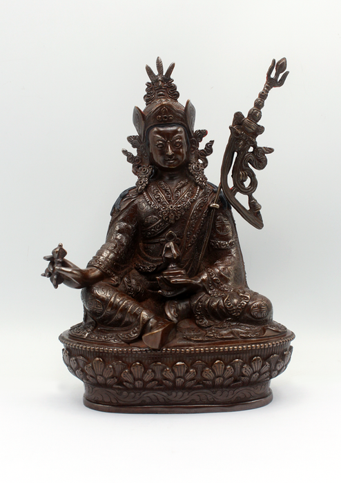 Copper Guru Padmasambhava Statue 9.5"H