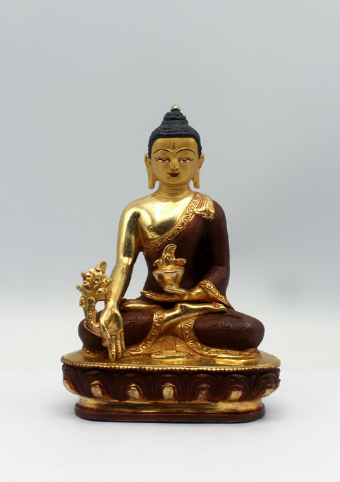 Partly Gold Plated Medicine Buddha Statue 5.5"H