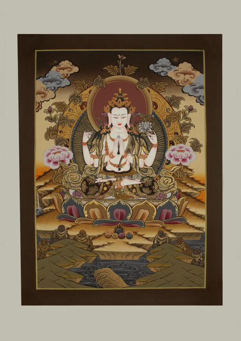 Chenrezig God of Compassion Thangka Painting Art