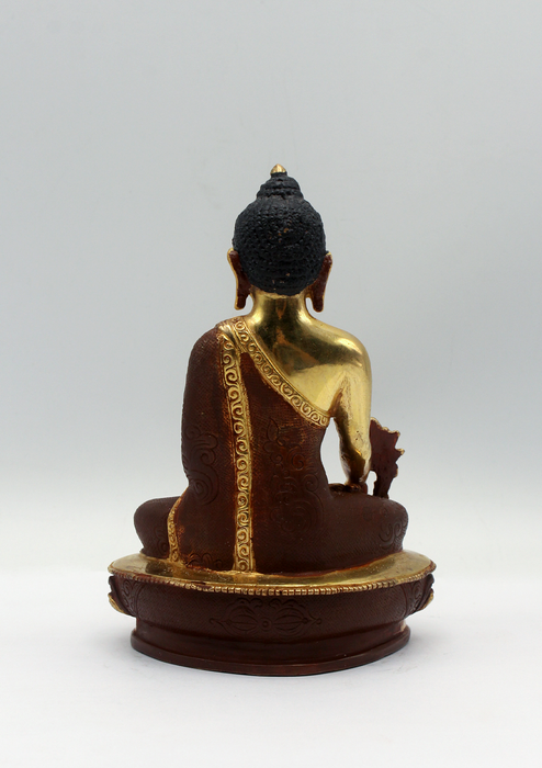 Partly Gold Plated Medicine Buddha Statue 5.5"H